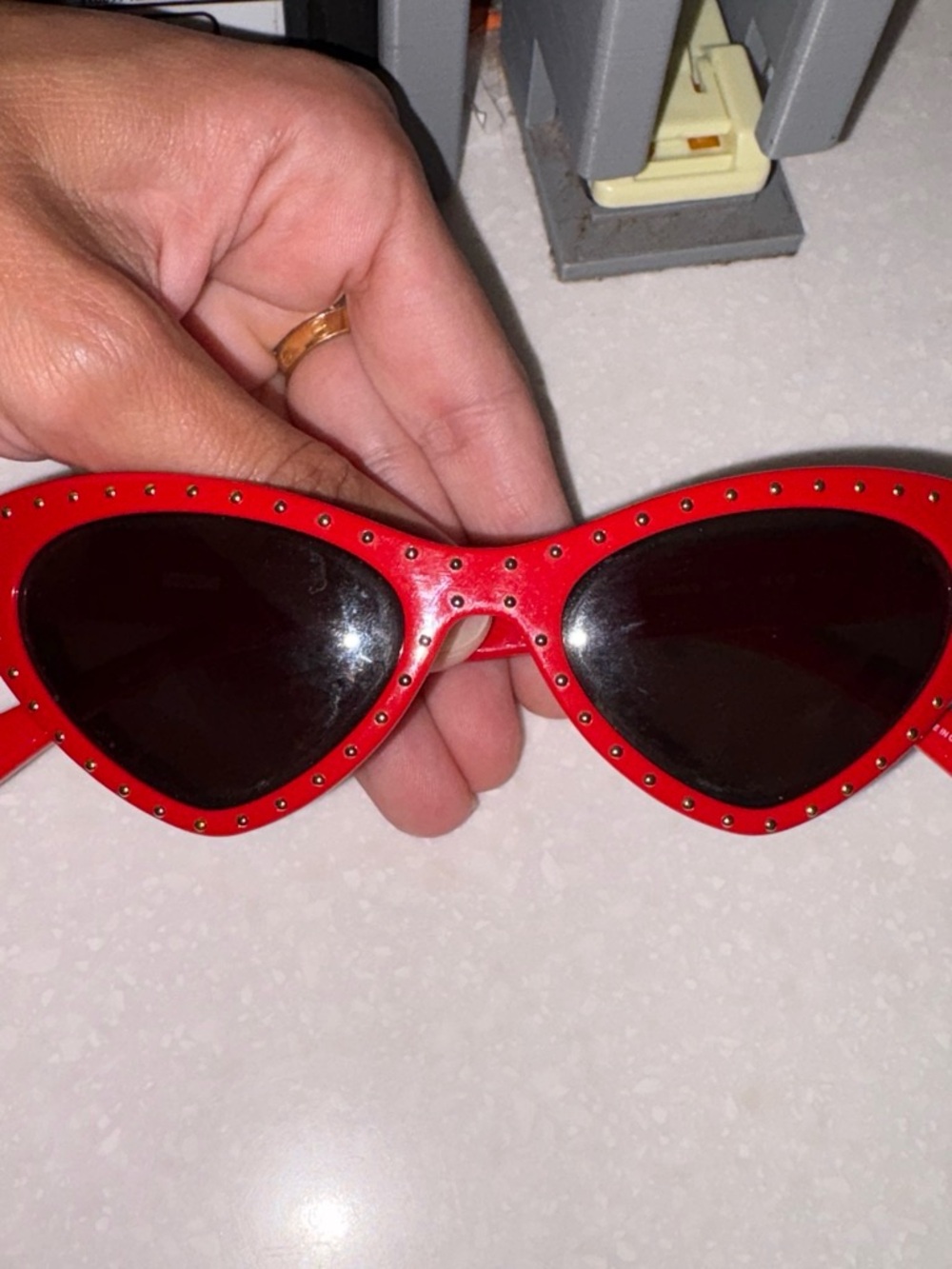 Red Cat Eye Studded Sunglasses for Women
